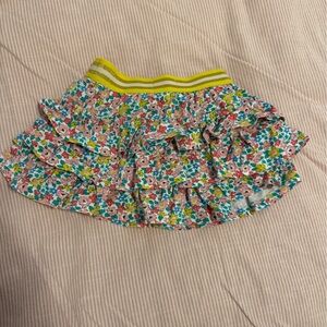 Ruffled Floral Tiered Skort with Yellow Elastic Waistband
